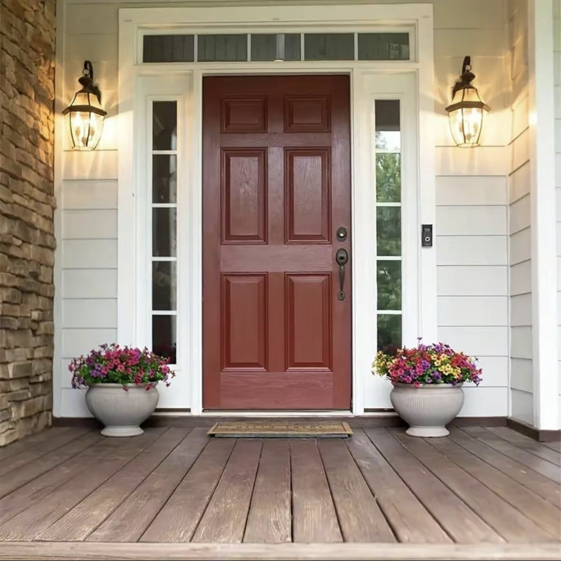 Artificial Flower 12pcs, 12 Bundles Faux Outside Boxwood, UV Resistant Colorful Fake Flower, Decoration Bouquet For Home Decor Garden Party Wedding Decor