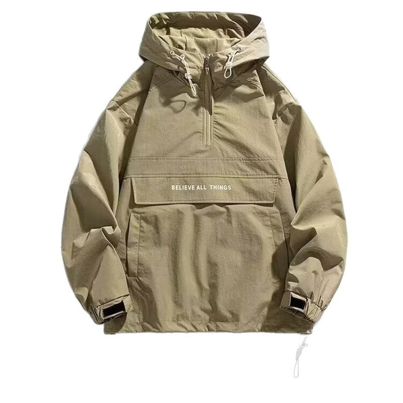 Half Zipper Pullover Men's Spring And Autumn New Hooded Fir Sweater