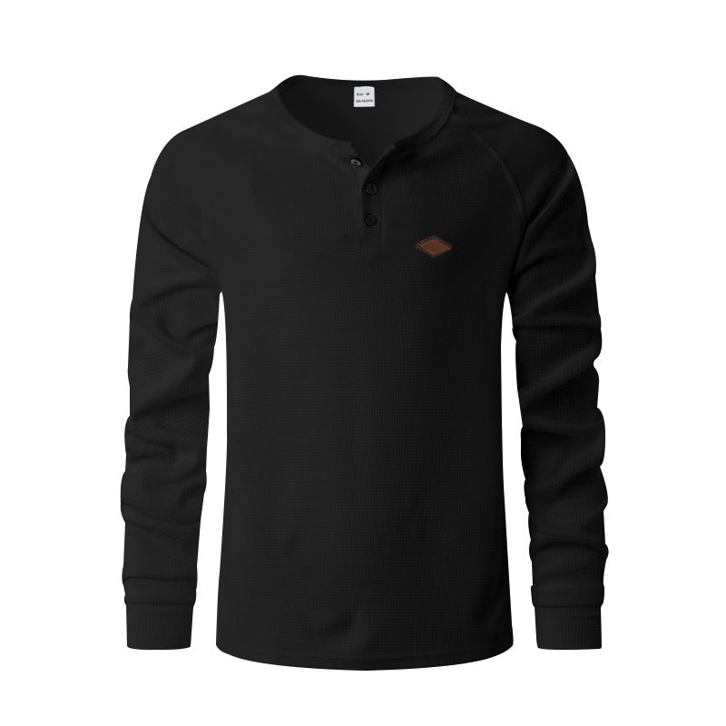 Waffle Buckle Quick-drying Raglan Henry Long Sleeve