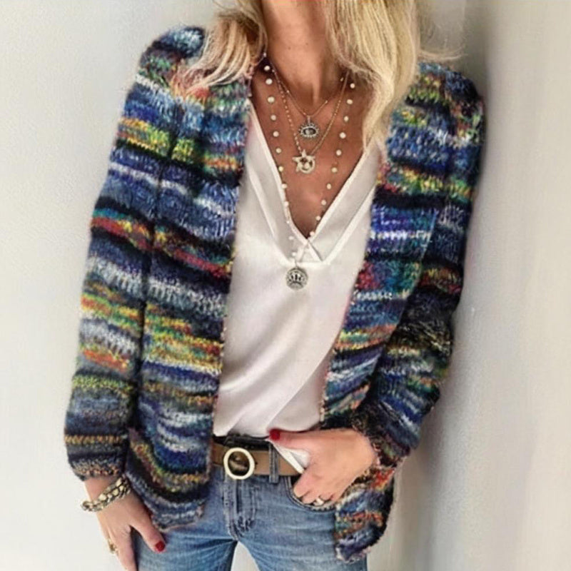 Women's Colorful Long Sleeve Cardigan Soft Boho Chic Knit Open Front Sweater For Spring And Fall Vacation
