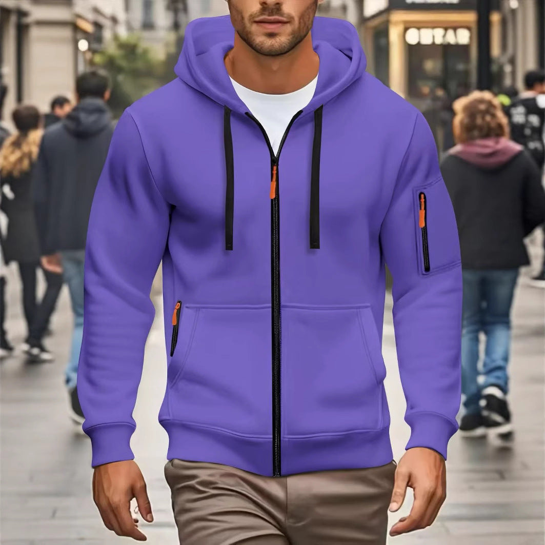Zipper Hooded Sweatshirt Men's Sports Casual Cardigan Coat