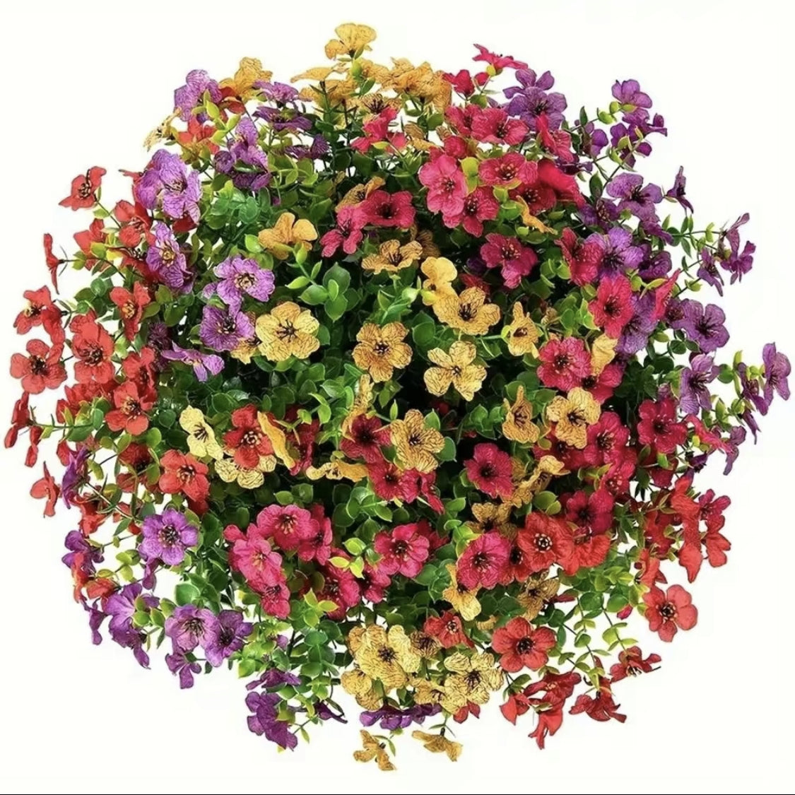 Artificial Flower 12pcs, 12 Bundles Faux Outside Boxwood, UV Resistant Colorful Fake Flower, Decoration Bouquet For Home Decor Garden Party Wedding Decor